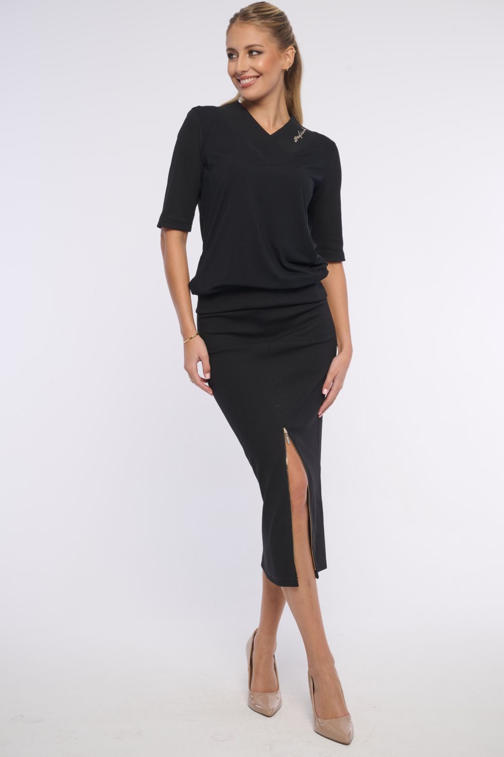 161-672D sukně dlouhá žebrová