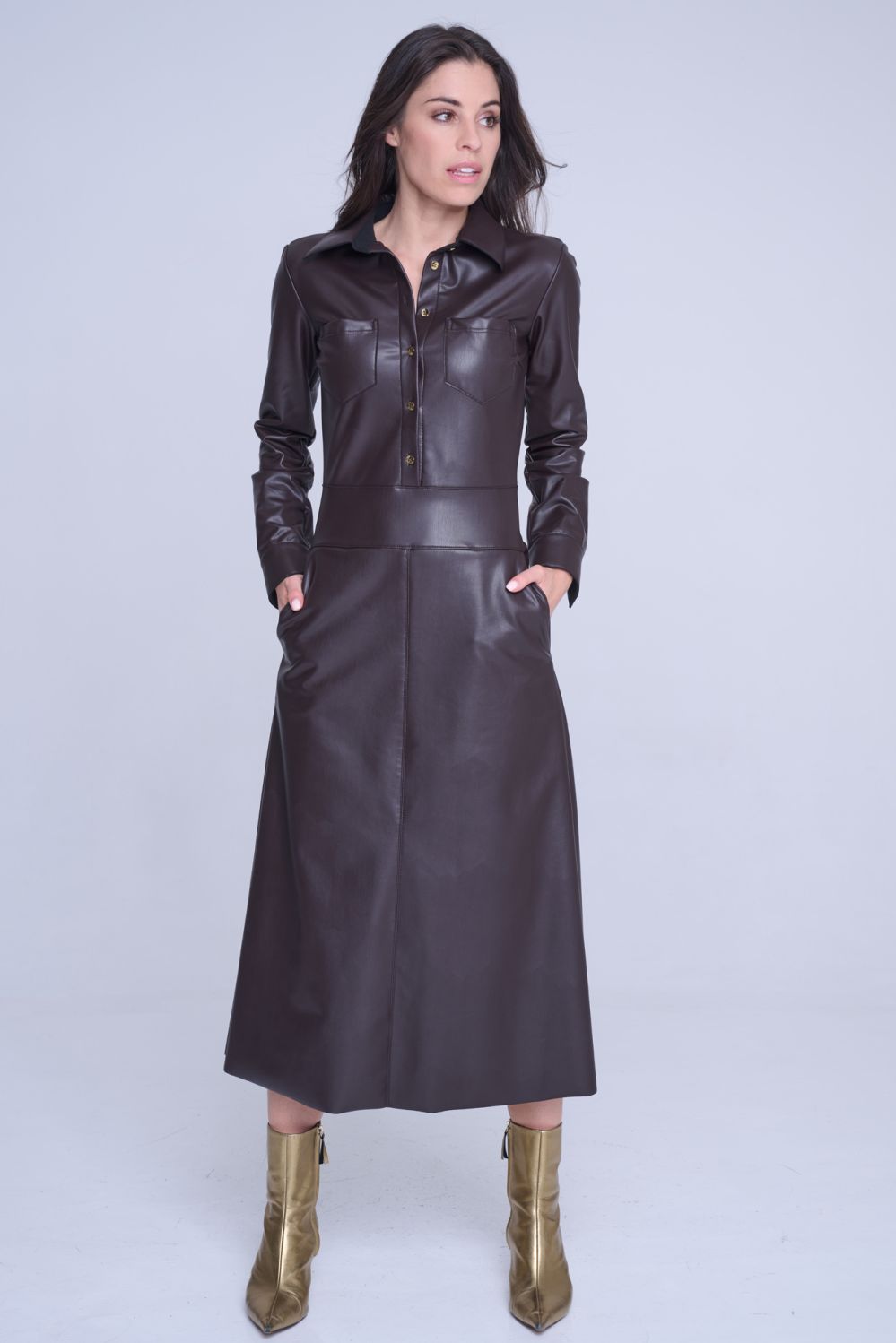 343-509 dlouhé košilové šaty