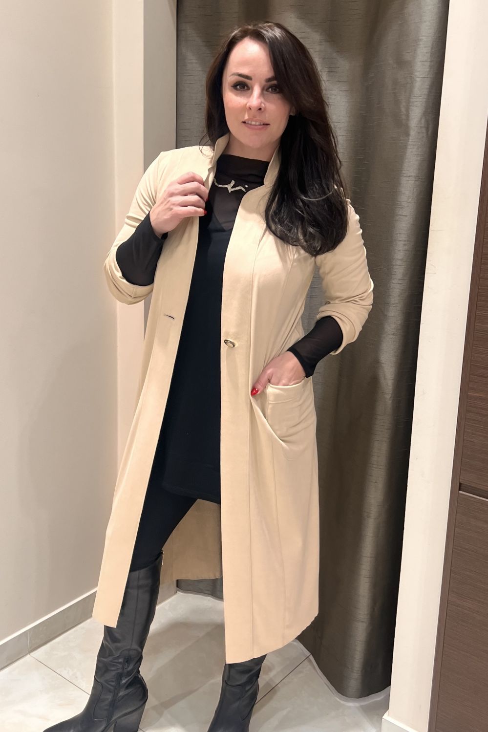 641-251 kabát dlouhý jarní