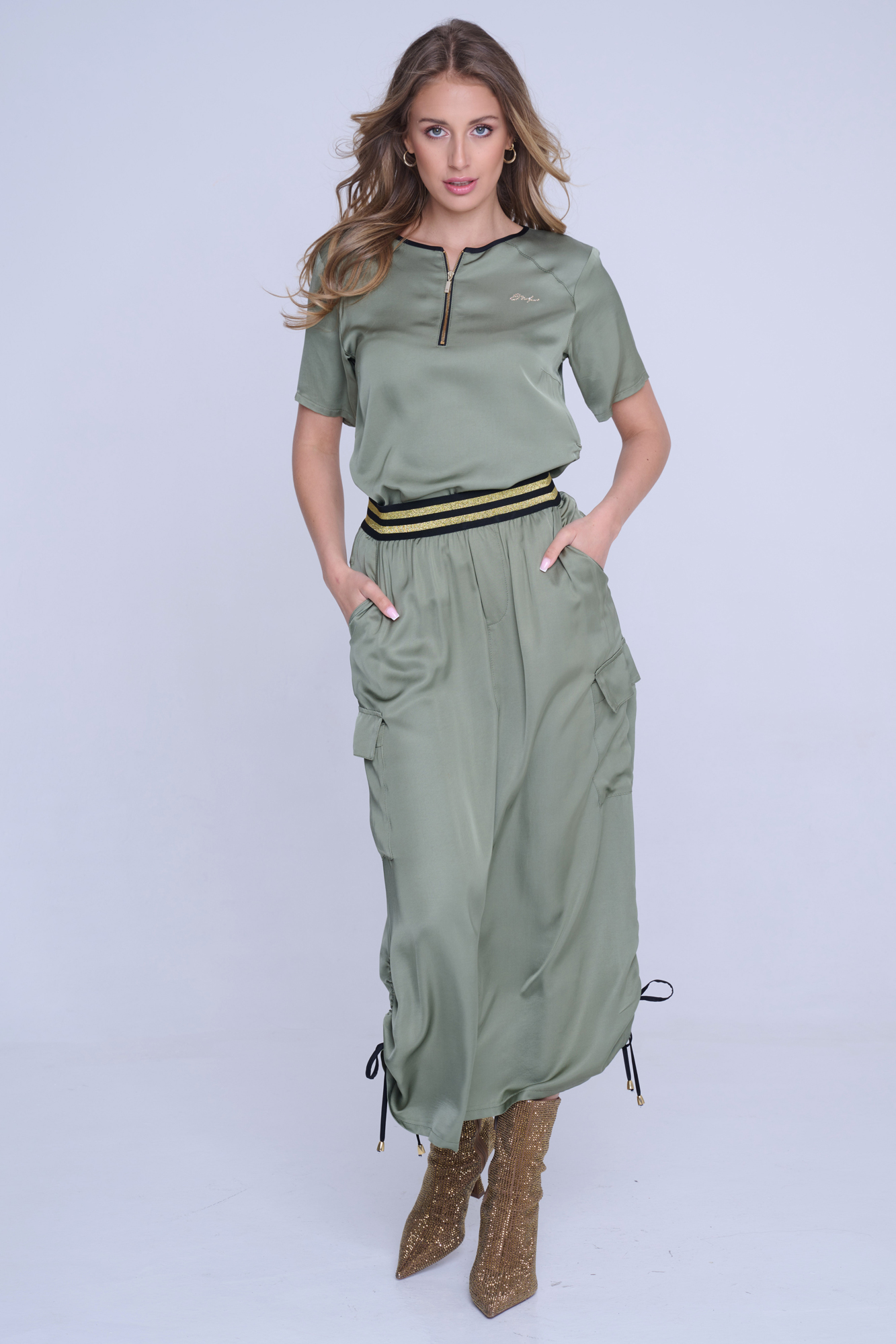 detail 143-641A sukně cargo + kapsy khaki