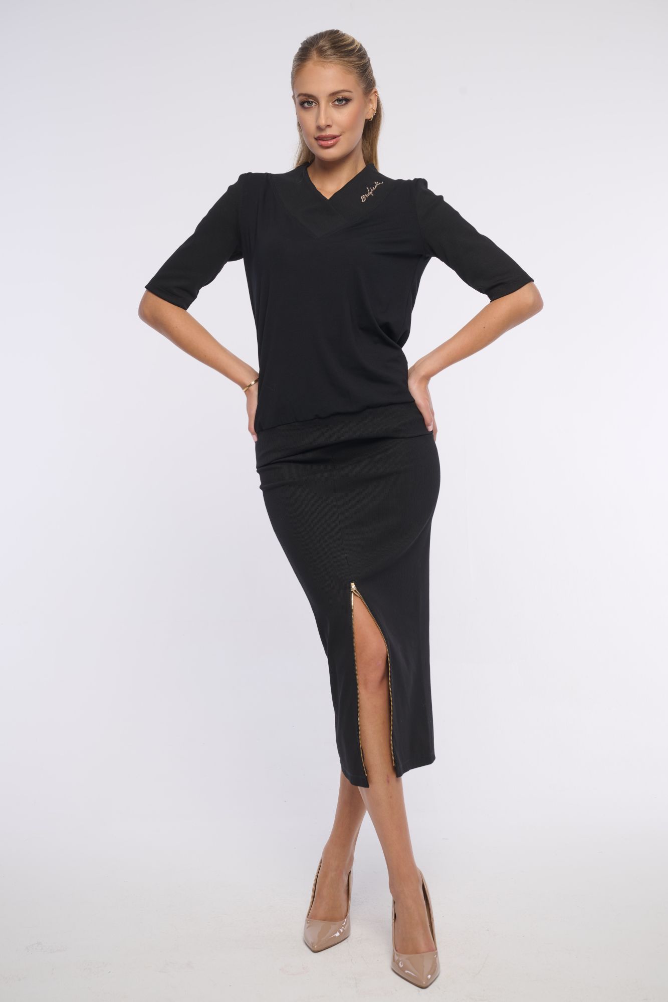 detail 161-672D sukně dlouhá žebrová