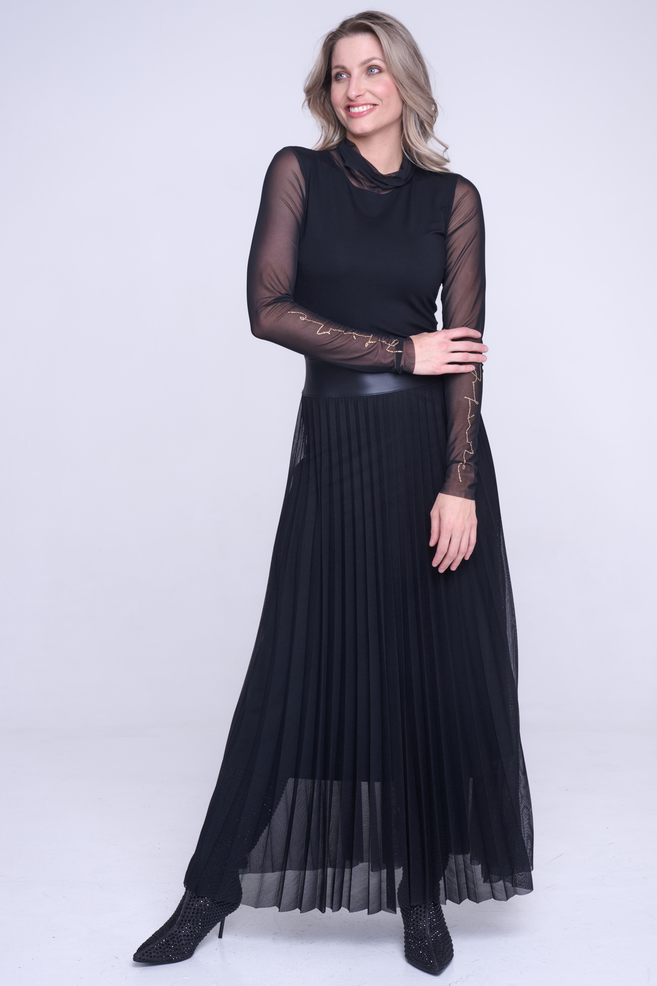 detail 345-517 šaty plisé dlouhé