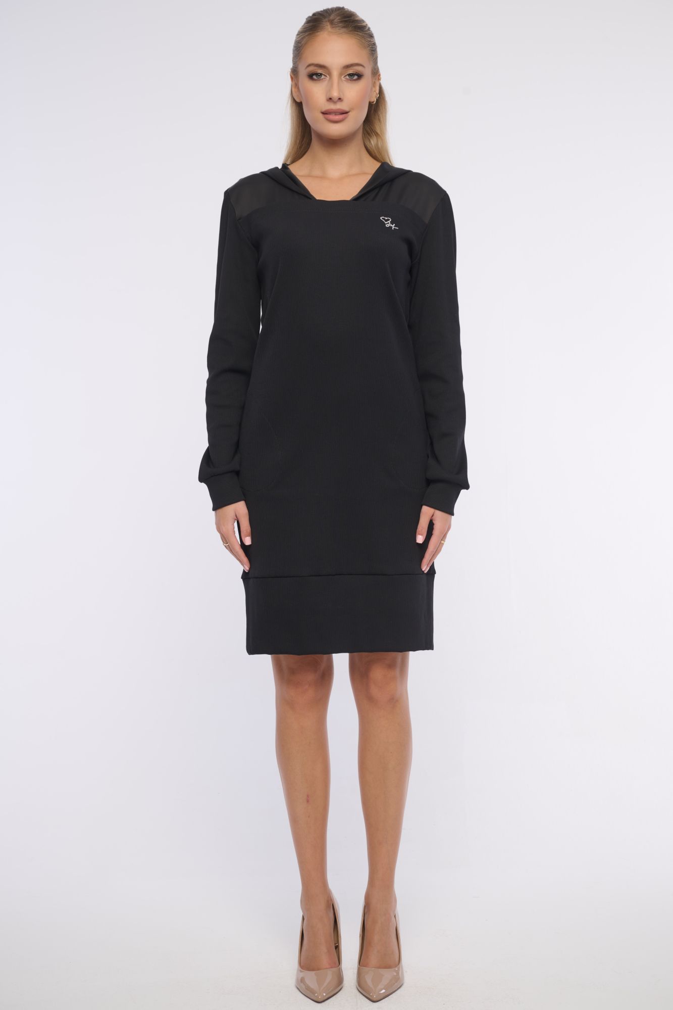 detail 361-589 žebrové mikinové šaty